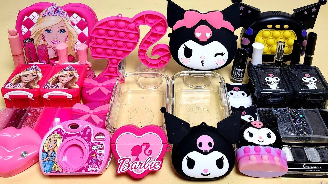 ASMR Барби против Куроми смешивает черный и розовый слайм случайным образом в слайм смотреть онлайн