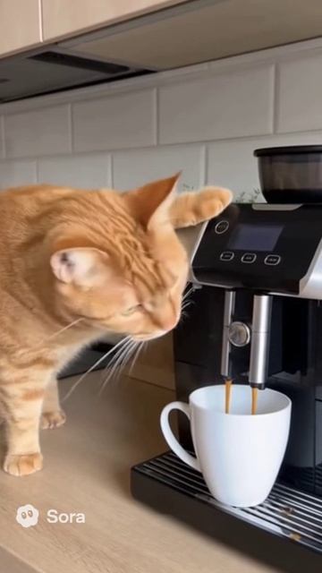 Котейка делает кофе #нейросети смотреть онлайн