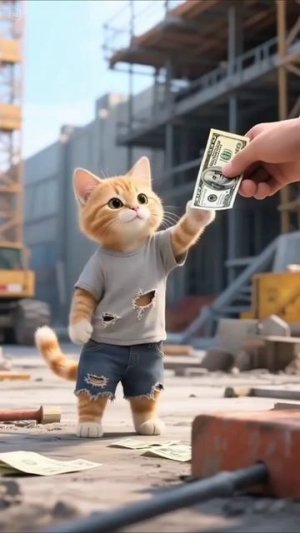 Котик пошел работать чтобы купить платье для кошки.