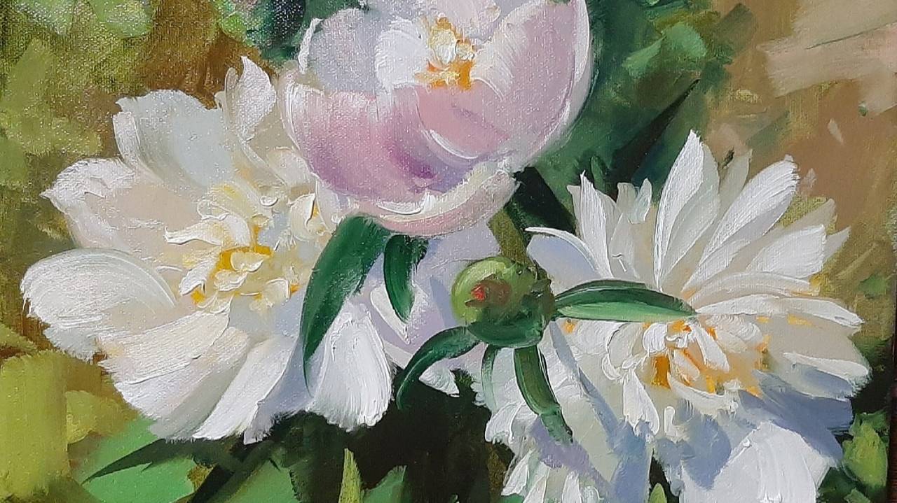 Пионы.Живопись маслом смотреть онлайн