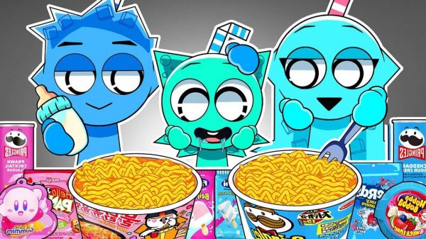 Incredibox Sprunki - Sprunki OC Aqua Family Convenience Store Food Mukbang Animation ASMR