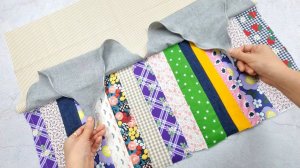 Соберите обрезки ткани и сделайте вот такую лоскутную сумку.