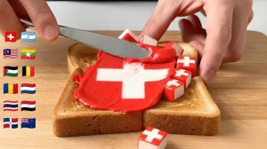 НАМАЗЫВАЕМ ФЛАГИ МИРА НА ХЛЕБ! АСМР НАМАЗКА ПО ВСЕМУ МИРУ! ОЧЕНЬ УВЛЕКАТЕЛЬНО