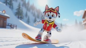 Щенячий патруль, Скай, Маршал, Эверест, Гончик, Крепышь и Зума катаются на сноуборде и лыжах