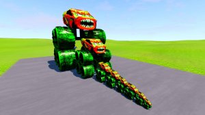 Большой и маленький токсичный кибертрак Tesla McQueen Monster Truck против поездов | BeamNG.drive