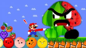 🍌Марио своим прикосновение меняет предметы на фрукты/овощи. Это позволяет ему пройти все испытания