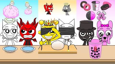 Incredibox Sprunki Challenge Emoticon Mukbang Cartoon Animation MOMOSTUDIO