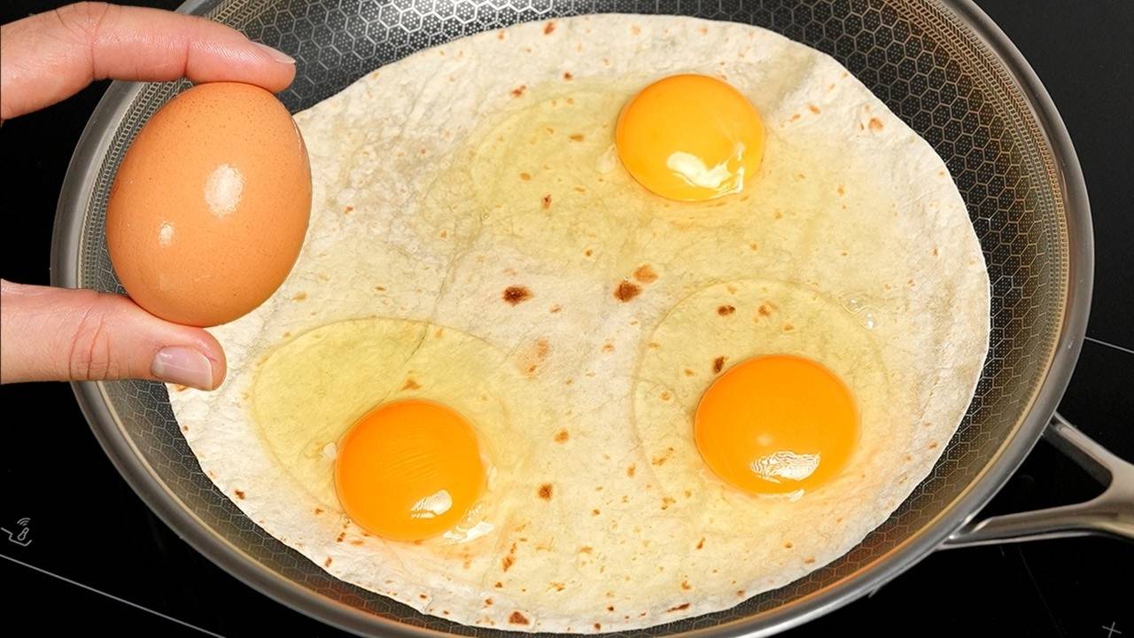 ТОРТИЛЬЯ с яйцом за 5 минут. Кто пробует, просит добавку! Омлет в Тортилье с Сыром. смотреть онлайн
