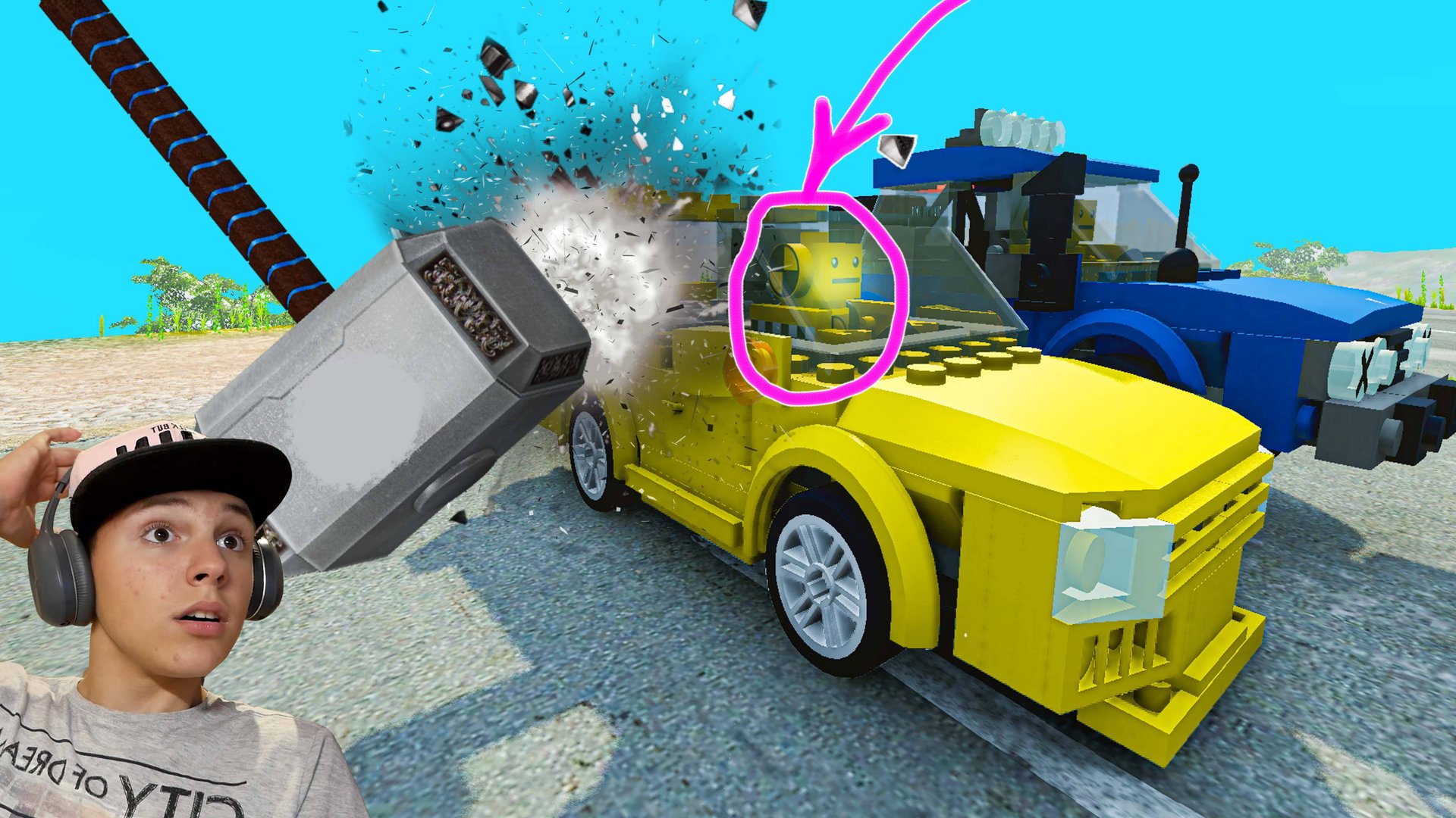 ГРОМАДНЫЙ МОЛОТ против ЛЕГО Машинок в Beamng Drive смотреть онлайн