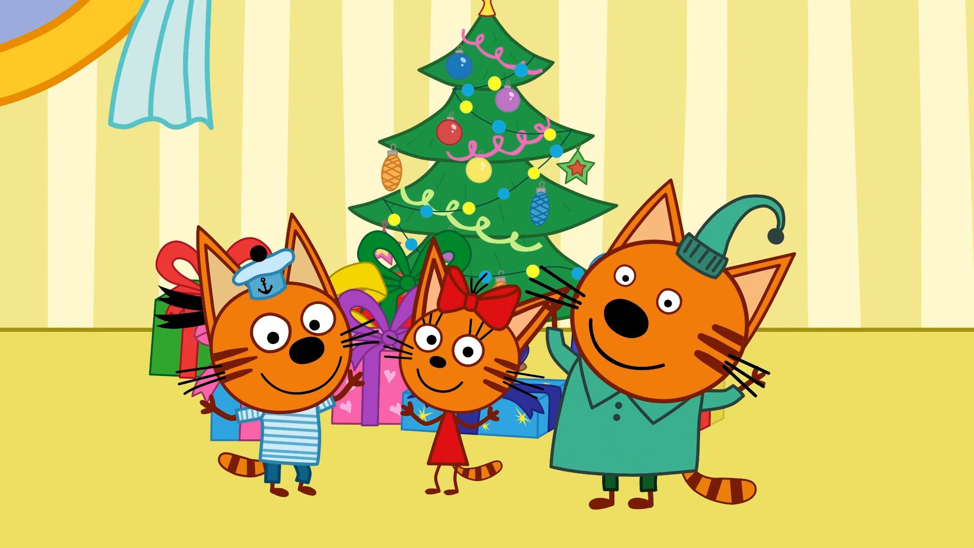 Три кота. Видео поздравление от Деда Мороза для мальчика