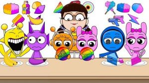 Sprunki Emoji Color Mukbang Полная версия Fire Noodle Fried Chicken Gummy ASMR l MOMOSTUDIO