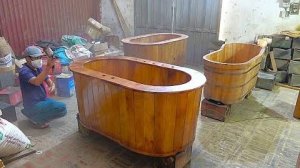 Фабрика ванн! Процесс изготовления деревянных ванн во Вьетнаме
