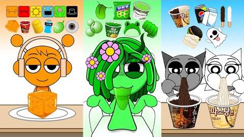 Sprunkys Emoji Challenge Рамен Ттокбокки Кимбап и куриный мукбанг