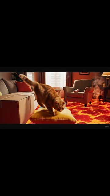 Батл: Кот против "Пол - это Лава" 🔥 Сможет ли он пройти? | The Floor is Lava #shorts #cat