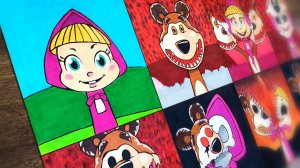 Рисуем Sprunki OC Машу и Медведя с 1 по 6 фазу 🎨✨🐻👧🏻🎵😍