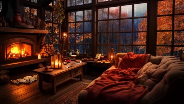 Rain And Fireplace ( Autumn )