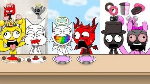 Sprunki Challenge Emoji Color Rainbow Mukbang Мультфильм Анимация MOOMOO STUDIO