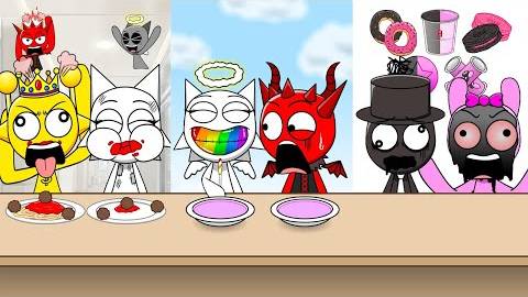 Sprunki Challenge Emoji Color Rainbow Mukbang Мультфильм Анимация MOOMOO STUDIO