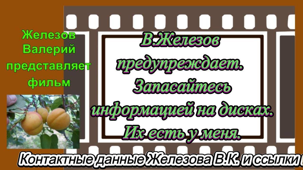 В.Железов предупреждает. Запасайтесь информацией на дисках. Их есть у меня. смотреть онлайн