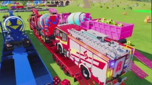 МУЛЬТИКИ ПРО МАШИНКИ. ПЕРЕВОЗКА ЭКСКАВАТОРА, ГРУЗОВИКА, БЕТОНОМЕШАЛКИ, ПОЖАРНОЙ МАШИНЫ.