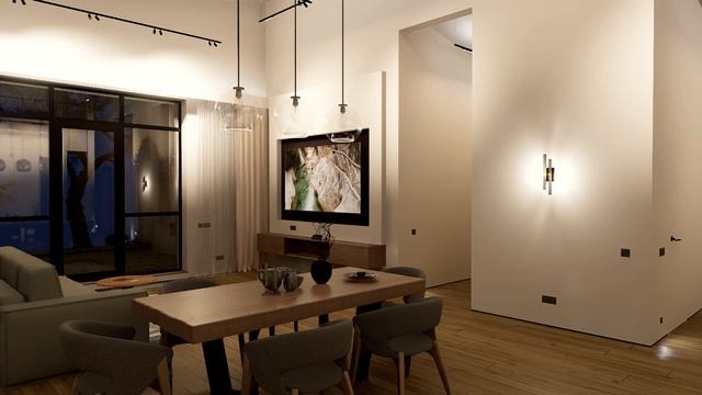 Дизайн кухни-гостиной в частном доме. Два подхода и сравнение D5 Render и Планоплан.