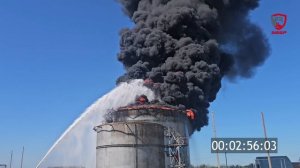 Ликвидация пожара на резервуаре РВС-5000 одним лафетным стволом.