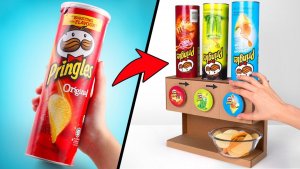 Картонный диспенсер чипсов Pringles для большой компании своими руками