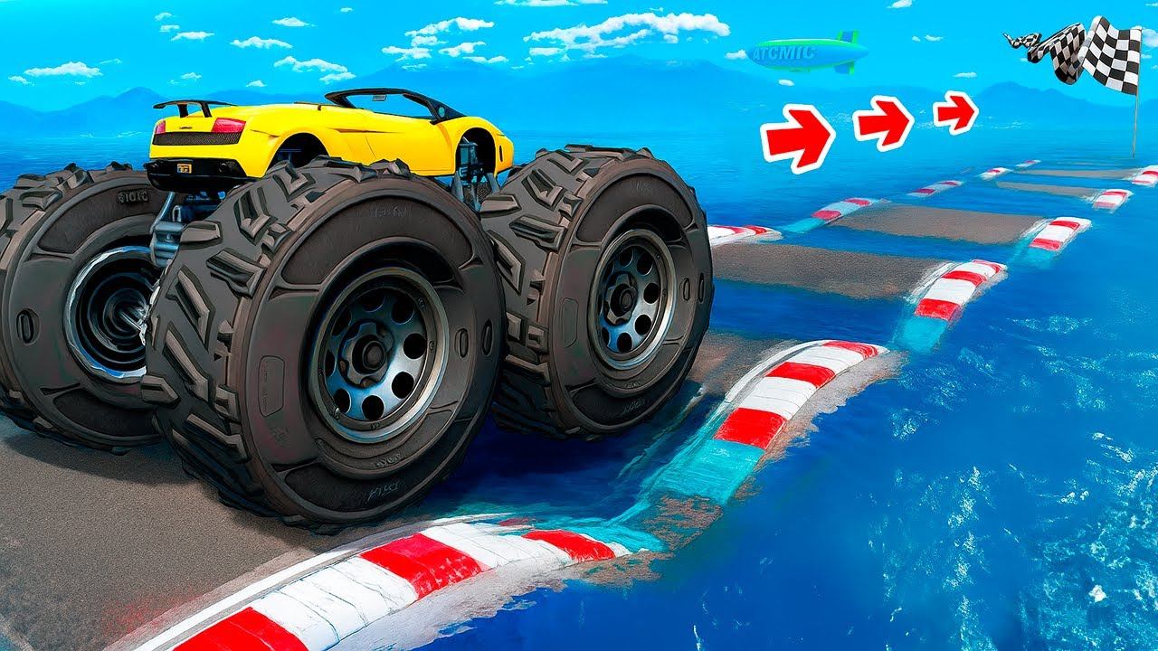 ЧИТЕРСКАЯ ТАЧКА ПРОЕХАЛА ПО ВОДНЫМ КОЧКАМ в ГТА 5 ОНЛАЙН (GTA 5 ONLINE) смотреть онлайн