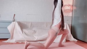 Gym - Hip up Exercise with Hot Pantyhose - Stretching for Healthy Body