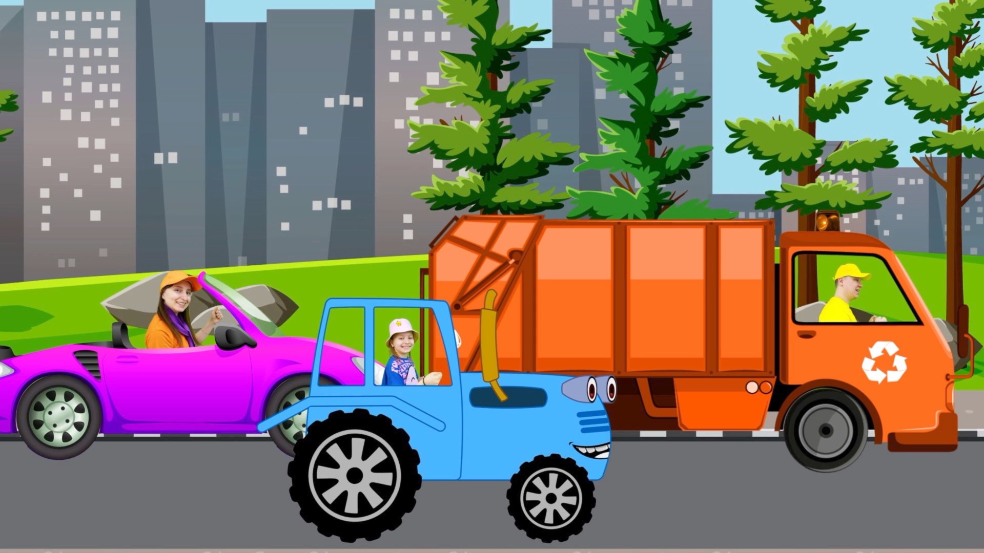 Синий трактор 🚗🚙🚕 Детские песенки про машинки для малышей