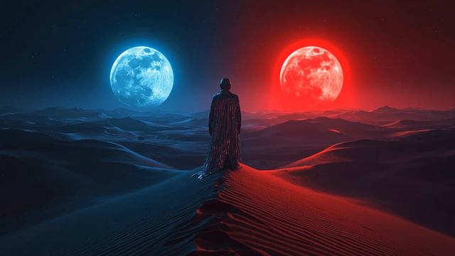 Wanderer Between Two Moons 🌙 2 Hour Cinematic Ambience  Alien Winds & Bicolor Dunes  Atmospheric