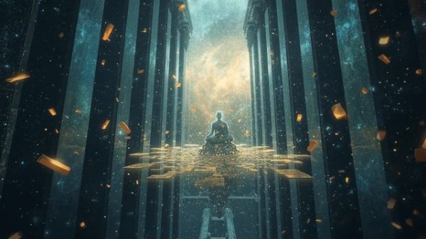 Temple Between Galaxies 🌌 2 Hour Sacred Ambience Crystal Pillars & Orbiting Scriptures Tranquil