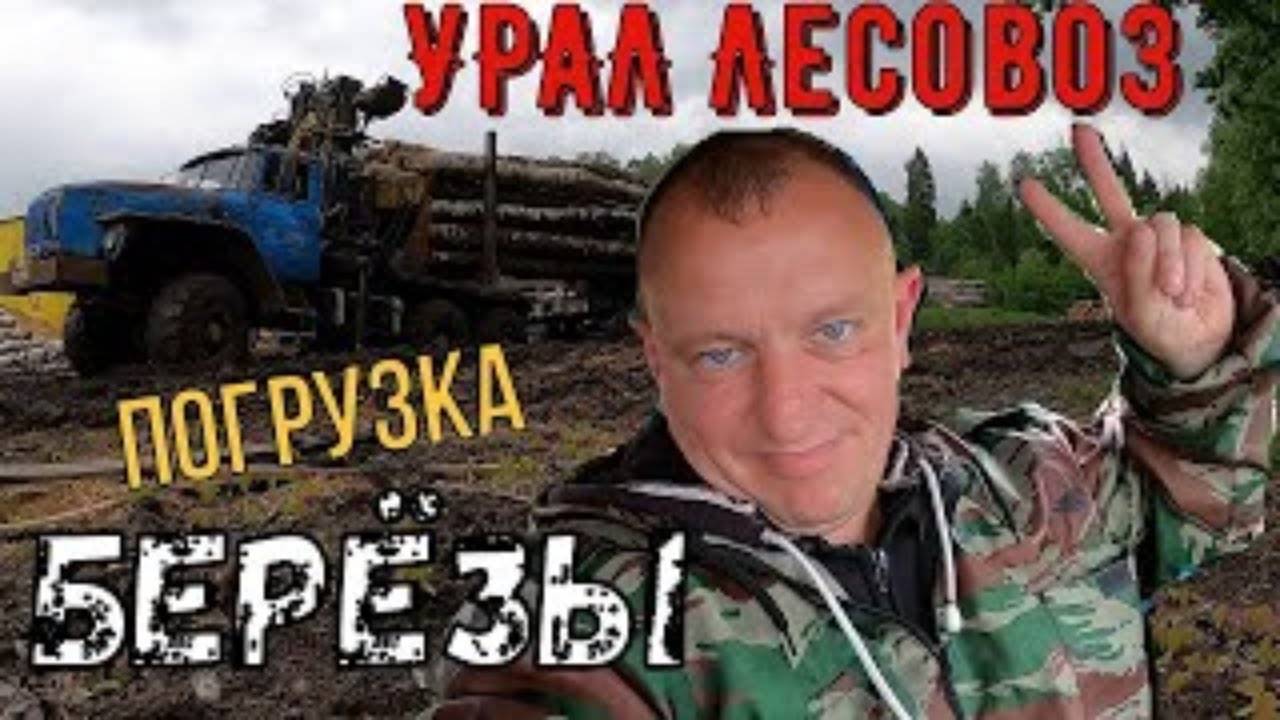 Погрузка березы Манипулятором кму Урал Лесовоз смотреть онлайн