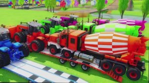 КРАСОЧНЫЙ МУЛЬТФИЛЬМ ПРО ГРУЗОВИКИ ДЛЯ МАЛЫШЕЙ.  АВТОВОЗ ПЕРЕВОЗИТ БОЛЬШОЙ ТРАКТОР И БЕТОНОМЕШАЛКУ.