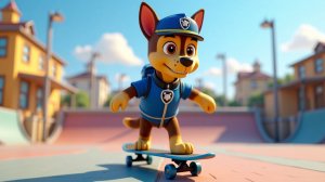 Щенячий патруль, Скай, Маршал, Эверест, Гончик, Крепышь и Зума катаются на скейтах