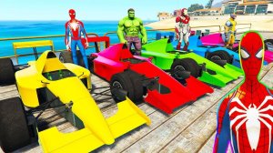 СУПЕР ГОНКИ ФОРМУЛЫ-1 ЧЕЛОВЕК-ПАУК БРОСАЕТ ВЫЗОВ САМЫМ БЫСТРЫМ ГОНОЧНЫМ АВТОМОБИЛЯМ НА РЕЧНОЙ РАМПЕ