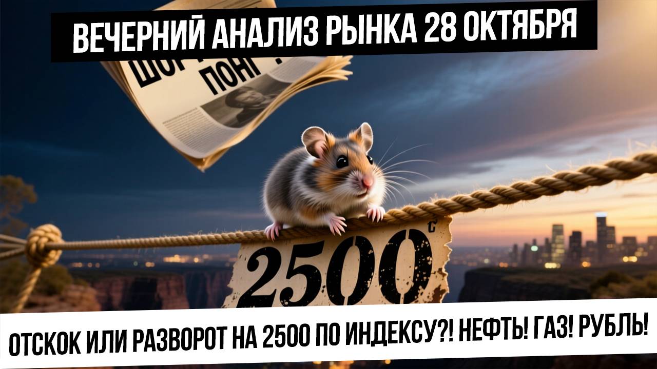 Вечерний анализ рынка 28 октября. 2500 по индексу - переломная точка: отскок или разворот? Рубль! смотреть онлайн