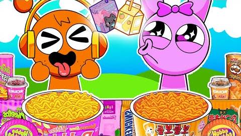 Incredibox Sprunki - Pinki Vs Oren Круглосуточный магазин Еда Розовый Оранжевый MUKBANG _ Mukbang
