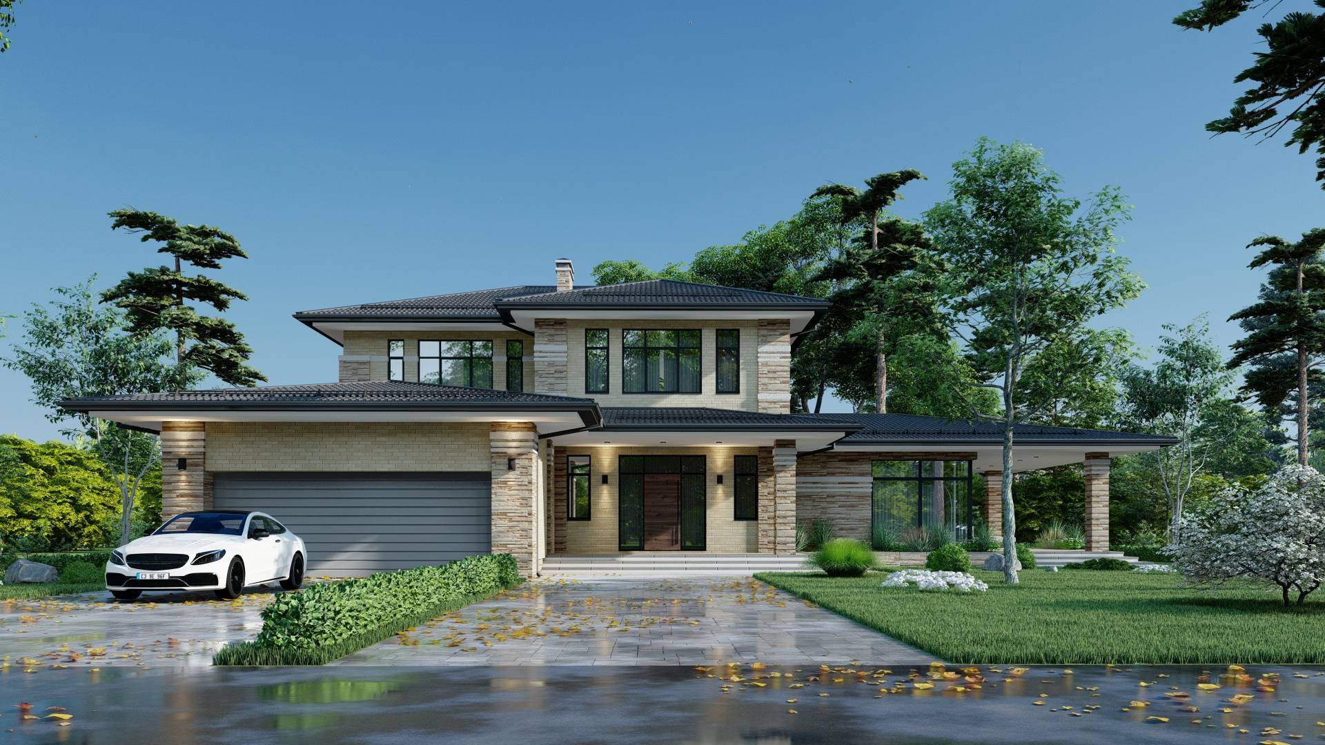 Двухэтажный дом в стиле Райта смотреть онлайн