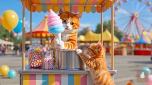 😹Мама кошечка со своим маленьким сыночком кушают мороженое и веселятся на аттракционах🔥
