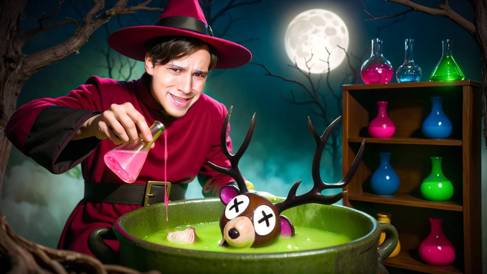 СВАРИЛ СУПЧИК ИЗ ОЛЕНЯ - ПОЛУЧИЛ КРУТОЕ ЗЕЛЬЕ!😱 СТАЛ ЗЛЫМ МАГОМ в 99 НОЧЕЙ В ЛЕСУ!😈