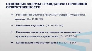 ГРАЖДАНСКО-ПРАВОВАЯ ОТВЕТСТВЕННОСТЬ ПО ЗАКОНОДАТЕЛЬСТВУ РОССИЙСКОЙ ФЕДЕРАЦИИ