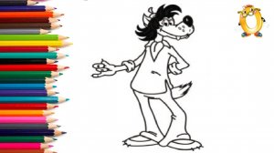 Мультик - раскраска для детей ГЕРОИ МУЛЬТИКА "НУ, ПОГОДИ". Учимся как рисовать ВОЛКА // ОБУЧАШКА ТВ