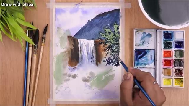 водопад акварелью смотреть онлайн