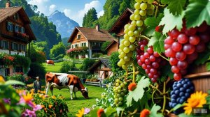 🚶 SmartTV 4К ➤ 🌺 Загородная жизнь Швейцарии летом - прогулки по фруктовому краю!