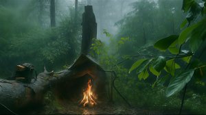 1 день в лесу в походе под проливным дождем. Приготовление сочного стейка. Бушкрафт