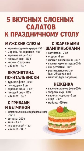 5 салатов на праздник