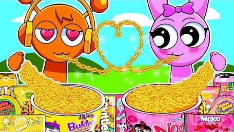 Incredibox Sprunki - Oren x Pinki Convenience Store Pink Orange Food ASMR | Mukbang Animation