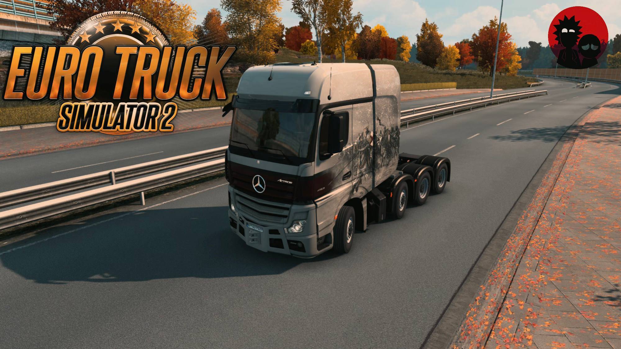 Mercedes-Benz New Actros GS перевозка огромных шин ETS 2 (осенний Euro Truck Simulator 2)