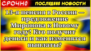 13-я пенсия в России — предложение Миронова к Новому году! Кто получит деньги?